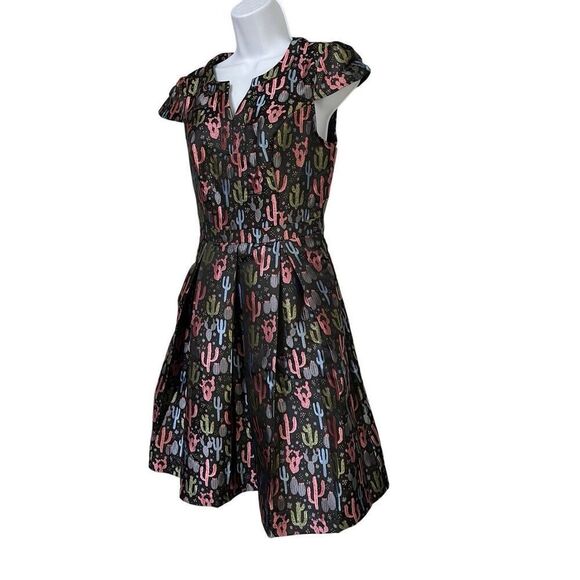 ModCloth Cactus Jacquard Fit & Flare Mini Dress Pockets Women’s 4 Pastels Black - Picture 7 of 16